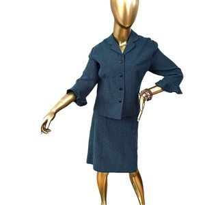 Skirt Suit-Teal & Black Fall SKIRT Suit Size 14